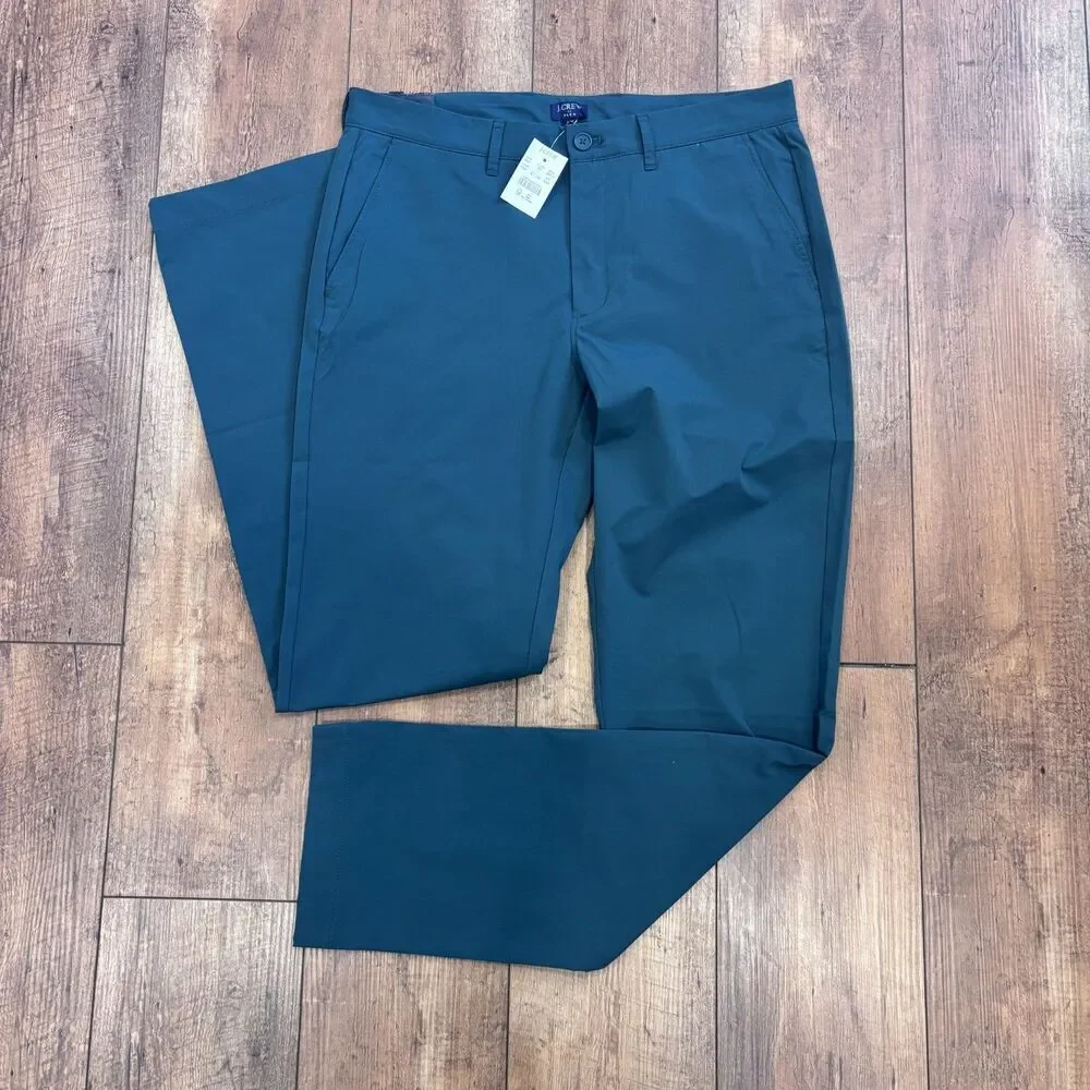 J.Crew Flex Straight Midweight Tech Pant 32/34 Weathered Spruce Green AA713 NWT
